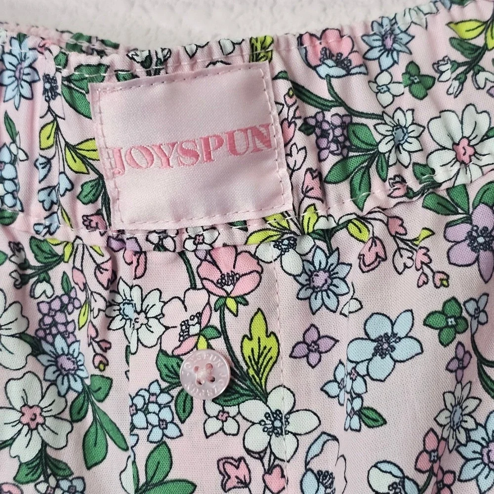 Joyspun Womens 2X Pink‎ Floral Pajama Pants Elastic Waist Faux Fly Pockets Rayon
